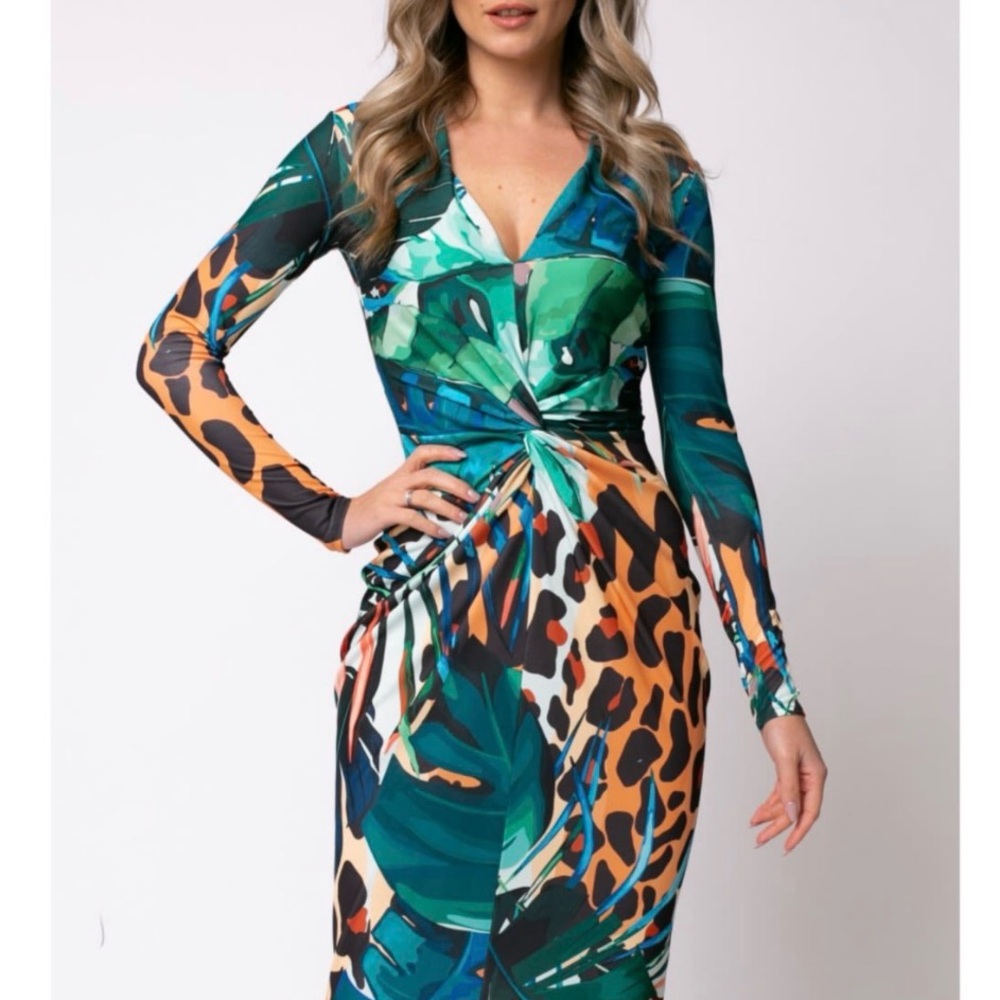 Mallorca- Tropical Print Twist- Dress - Picture 2 of 7